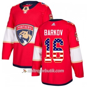 Män Ishockey Florida Panthers Tröja Aleksander Barkov 16 Adidas 2017-2018 Röd USA Flag Fashion Authentic